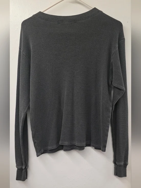 Daydreamer Free People Def Leppard Studded Thermal Waffle Knit Long Sleeve Top S - Picture 2 of 10